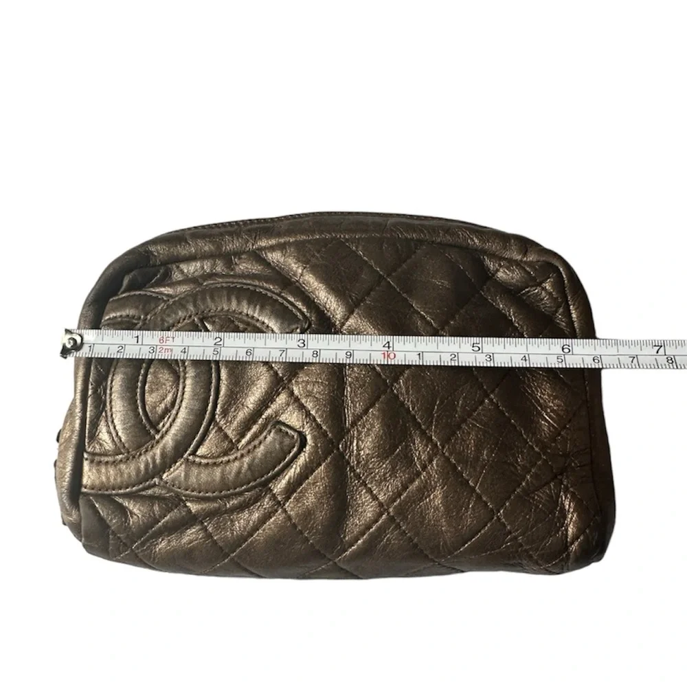 Chanel Ligne Cambon Cosmetic Bag Metallic Authentic - Picture 9 of 15